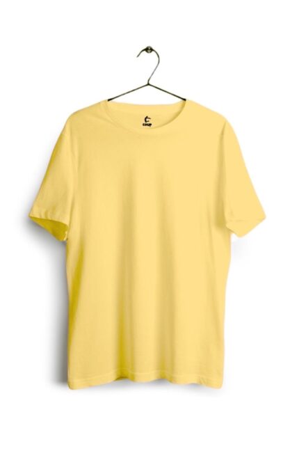 Plain Regular Fit Round neck T-Shirt Lemon Yellow